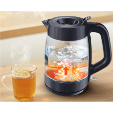TEFAL Kettle , KO2G08E0 , 2000 W , Electric , 1.7 L , Heat-resistant glass , 360° rotational base , Black/Transparent TEFAL Kettle , KO2G08E0 , 2000 W , Electric , 1.7 L , Heat-resistant glass , 360° rotational base , Black/Transparent