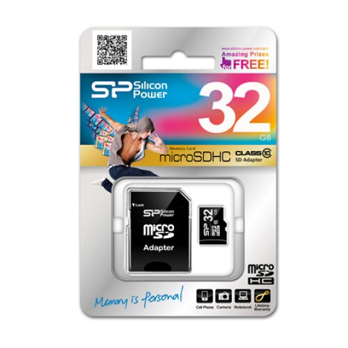 Silicon Power , 32 GB , MicroSDHC , Flash memory class 10 , SD adapter