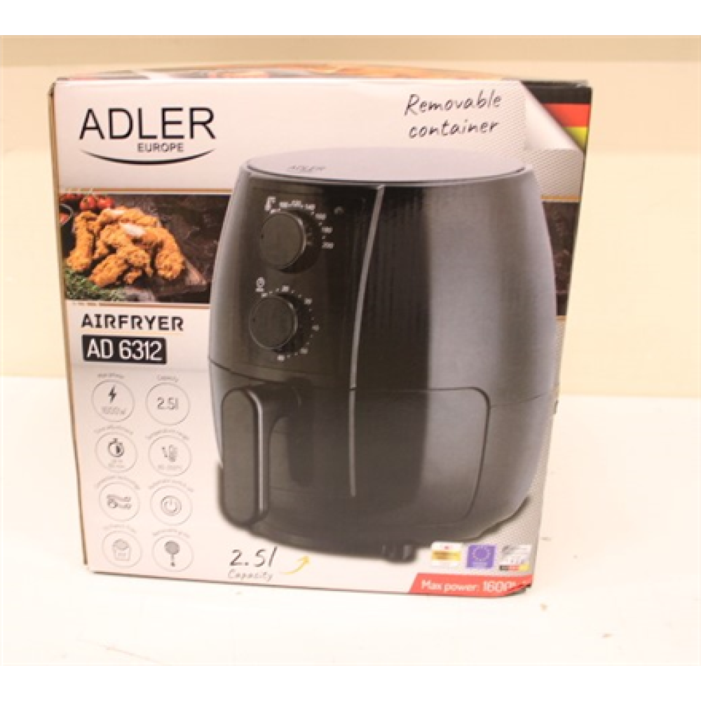 SALE OUT. Adler AD 6312 Airfryer Oven, 2,5 l, Black , Adler , Airfryer Oven , AD 6312 , Power 1600 W , Capacity 2.5 L , Convection , Black , DAMAGED PACKAGING, SCRATCHES ON TOP