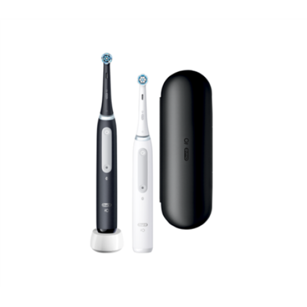 Oral-B , Electric Toothbrush Duo pack , iO4 Series , Rechargeable , For adults , Number of brush heads included 2 , Number of teeth brushing modes 4 , Black/White