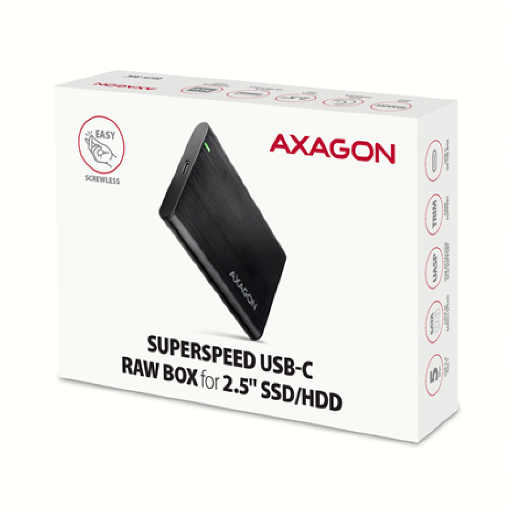 AXAGON Screwless aluminum USB 3.2 Gen 1 - SATA 6G external box for 2.5 SSD/HDD , EE25-A6C
