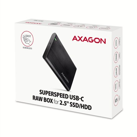AXAGON Screwless aluminum USB 3.2 Gen 1 - SATA 6G external box for 2.5 SSD/HDD , EE25-A6C