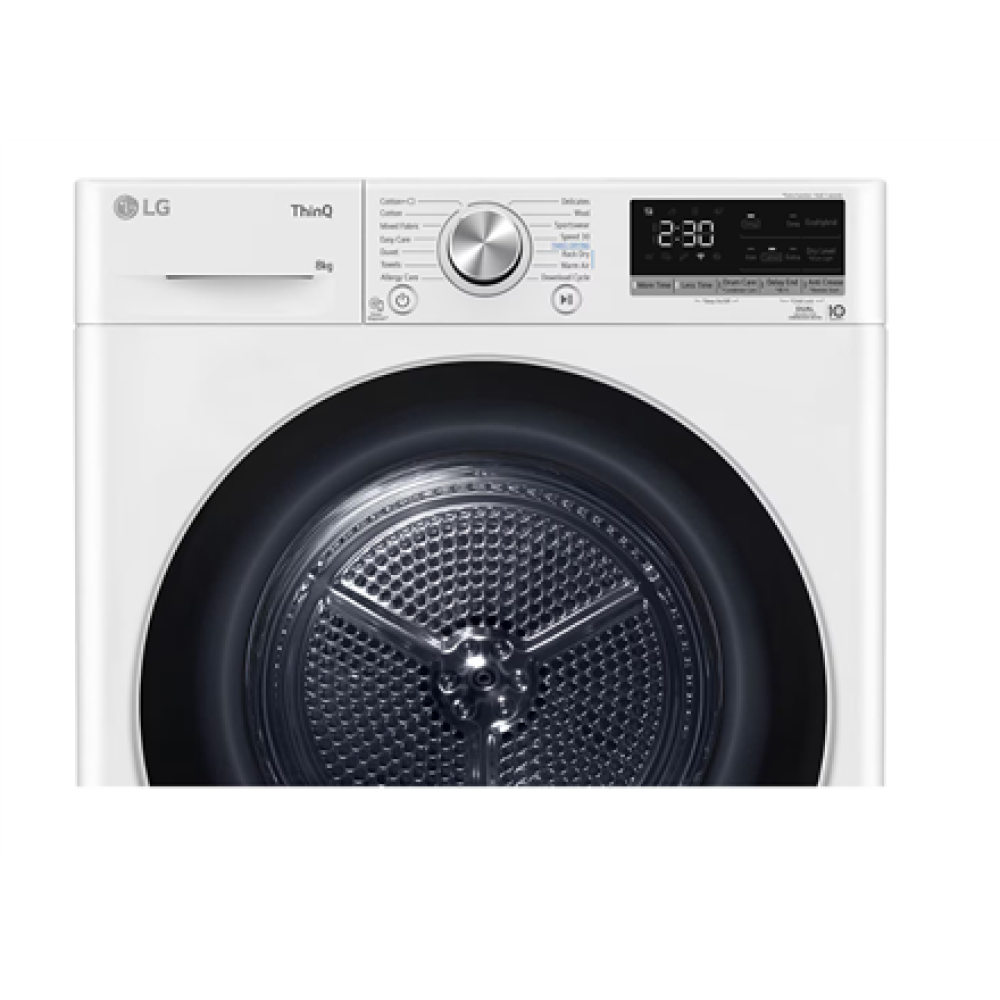 LG Dryer Machine , RH80V9AV3N , Energy efficiency class C , Front loading , 8 kg , LED , Depth 69 cm , Wi-Fi , White