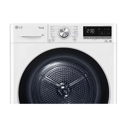 LG Dryer Machine , RH80V9AV3N , Energy efficiency class C , Front loading , 8 kg , LED , Depth 69 cm , Wi-Fi , White