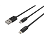 Natec USB-A to Micro USB, Lightning 1 m, Black