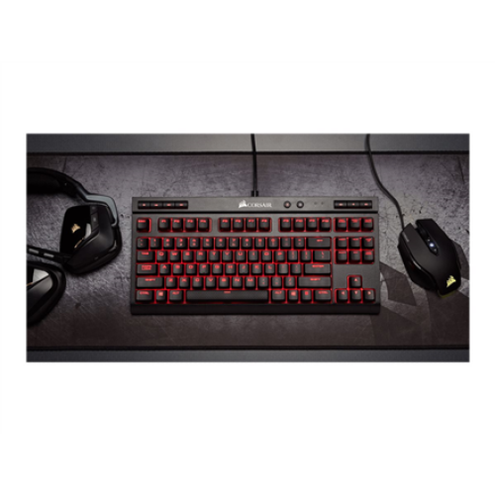 Corsair Mechanical Gaming Keyboard K63 Compact Mechanical Gaming Keyboard On-Board Memory; Supported in iCUE RGB LED light US Wired Red/Black Red Switch