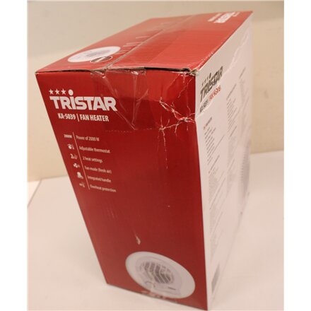 SALE OUT. Tristar KA-5039 Electric Fan Heater, 3 Adjustable Settings, Power 2000 W, White , Tristar Heater , KA-5039 , Fan Heater , 2000 W , Suitable for rooms up to 60 m³ , White , DAMAGED PACKAKING