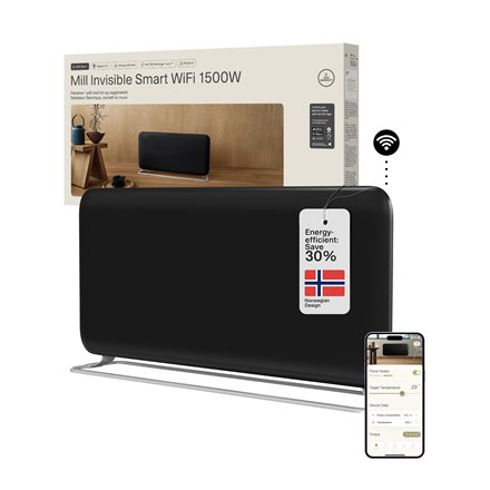 Mill Invisible Smart WiFi Panel heater G4 , PA1500WIFI4A , Panel Heater , 1500 W , Suitable for rooms up to 18-22 m² , Black , IPX4