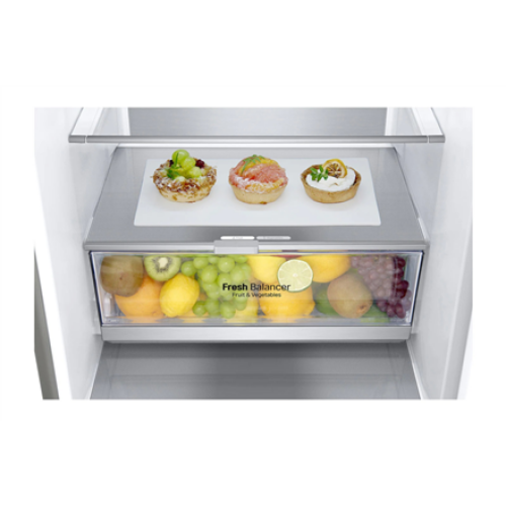 LG Refrigerator GBB71NSUGN Energy efficiency class D Free standing Combi Height 186 cm No Frost system Fridge net capacity 234 L Freezer net capacity 107 L Display 35 dB Stainless steel