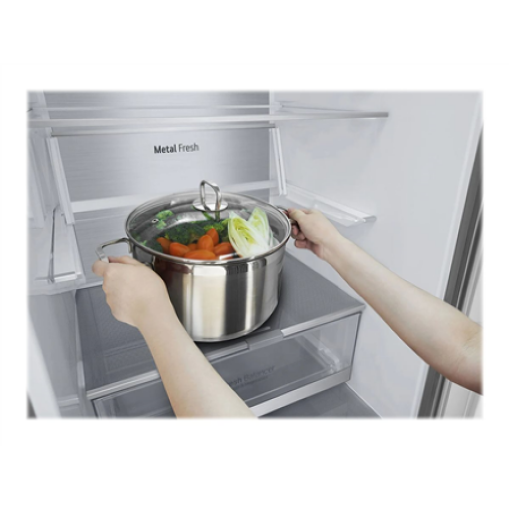 LG Refrigerator GBB71NSUGN Energy efficiency class D Free standing Combi Height 186 cm No Frost system Fridge net capacity 234 L Freezer net capacity 107 L Display 35 dB Stainless steel