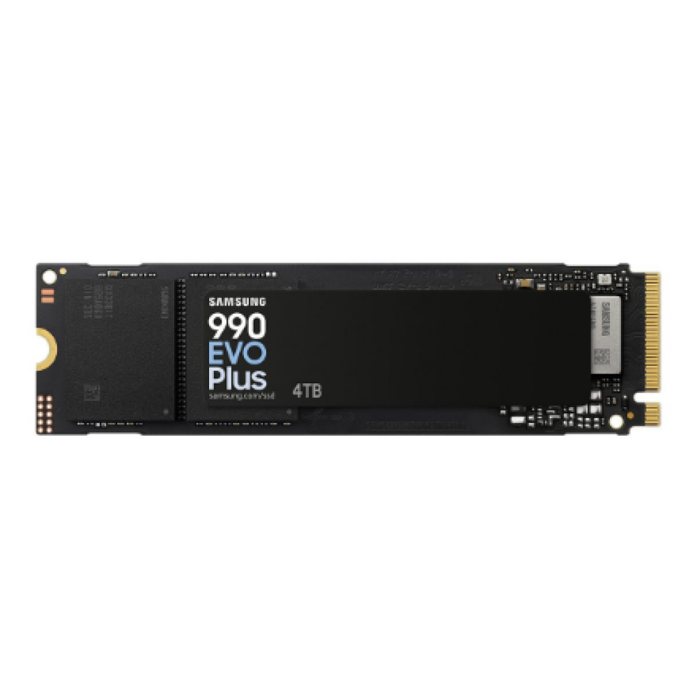 Samsung 990 EVO Plus , 4000 GB , SSD form factor M.2 2280 , Solid-state drive interface PCIe 4.0 x4/5.0 x2 NVMe 2.0 , Read speed 7250 MB/s , Write speed 6300 MB/s
