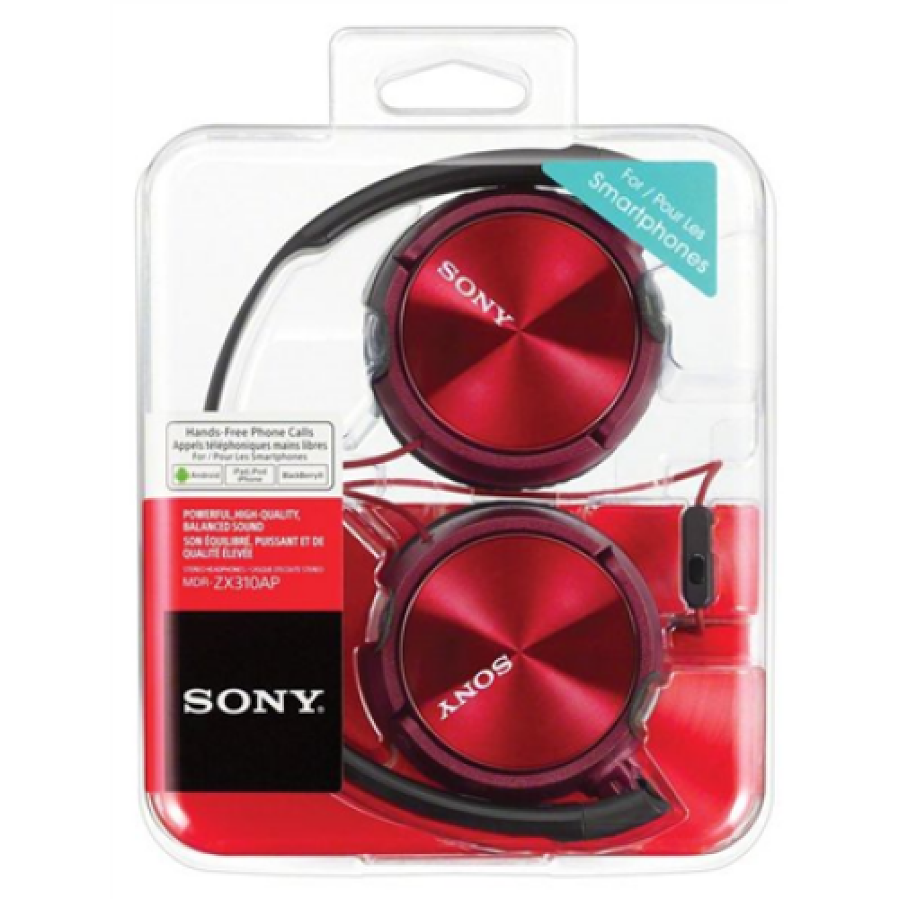 Sony MDR-ZX310APR headphones Stereo Headset, Red Sony Foldable Stereo Headphones MDR-ZX310APR Wired On-Ear Microphone Black/Red