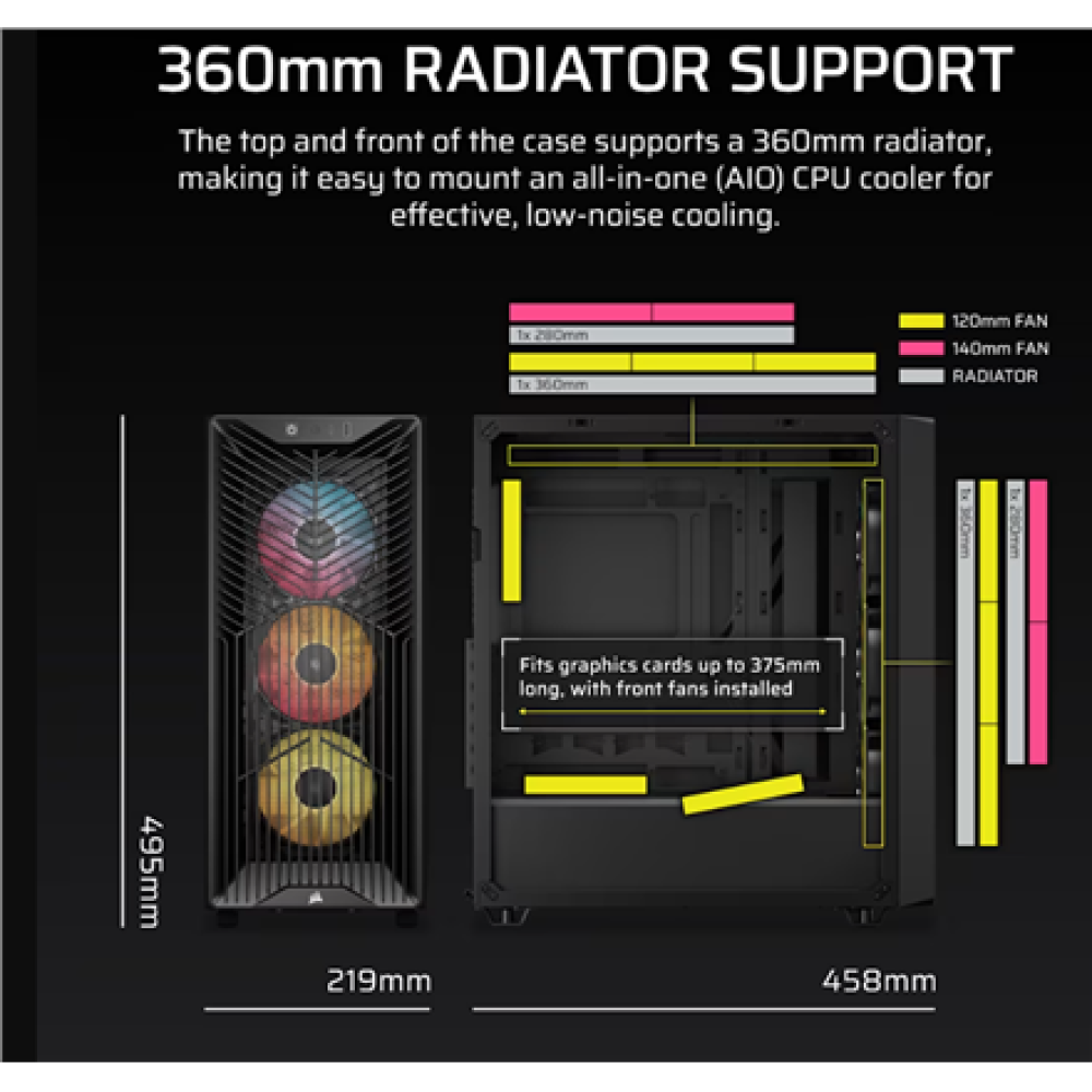 Corsair PC Case , 3200D RS , Black , Mid-Tower