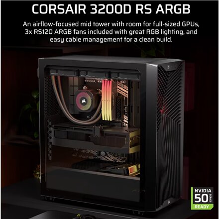 Corsair PC Case , 3200D RS , Mid-Tower , Black