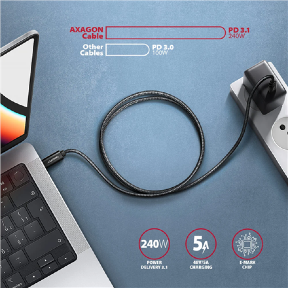 AXAGON , NewGEN+ USB-C to USB-C 4 Gen 3×2/240 W cable, 0.5 m , BUCM4X-CM05AB
