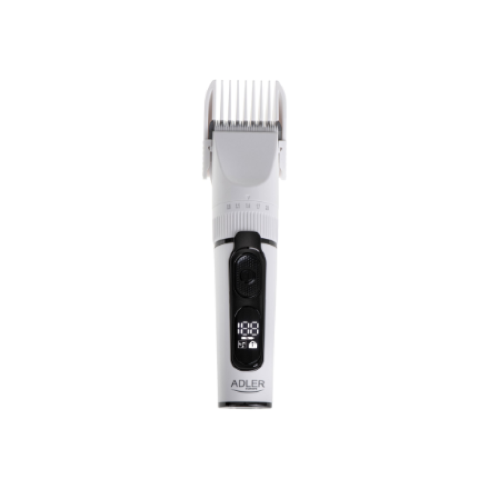 Adler , Hair Clipper with LCD Display , AD 2839 , Cordless , Number of length steps 6 , White/Black