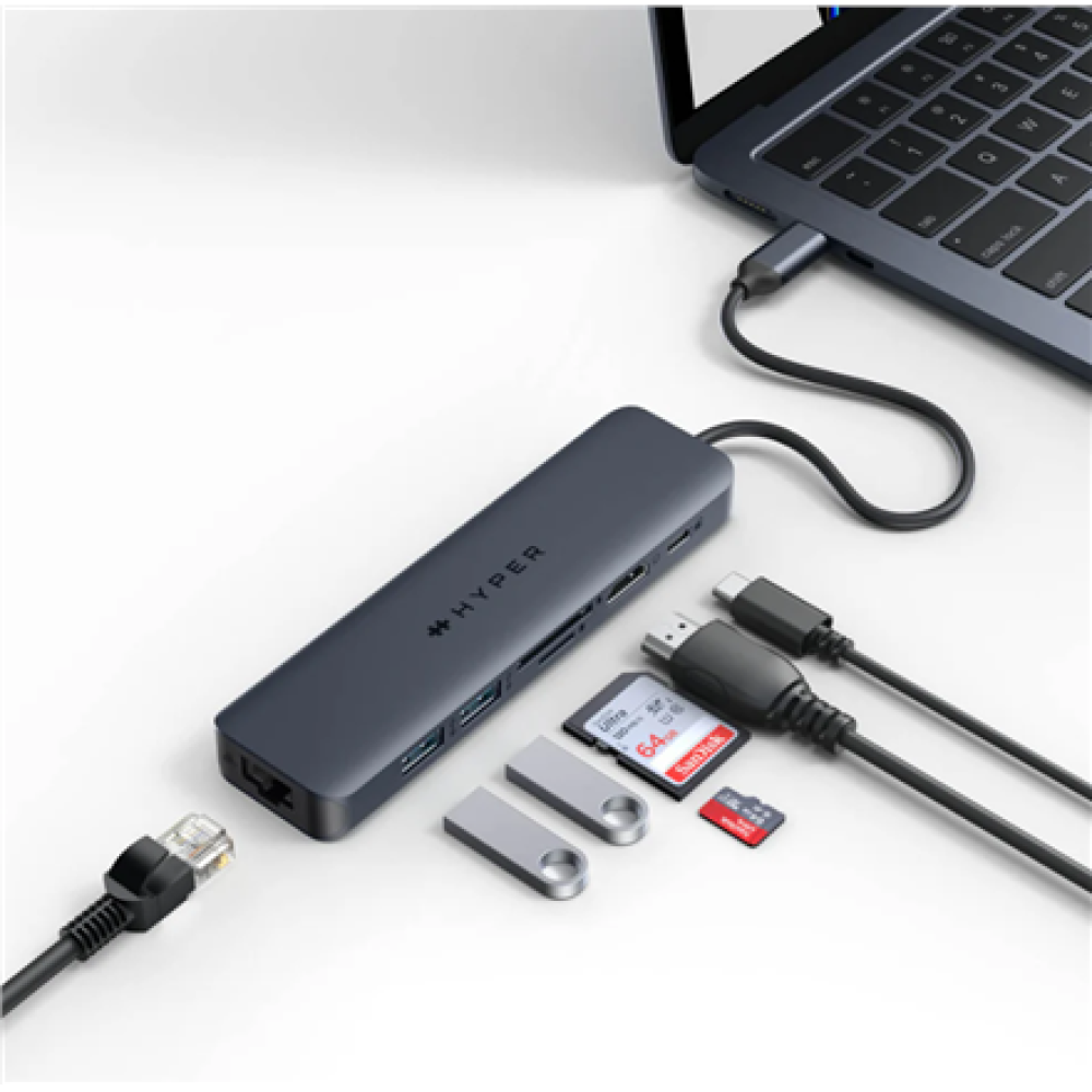 Hyper , HyperDrive EcoSmart Gen.2 Universal USB-C 7-in-1 Hub w 100 W PD Power Pass-thru