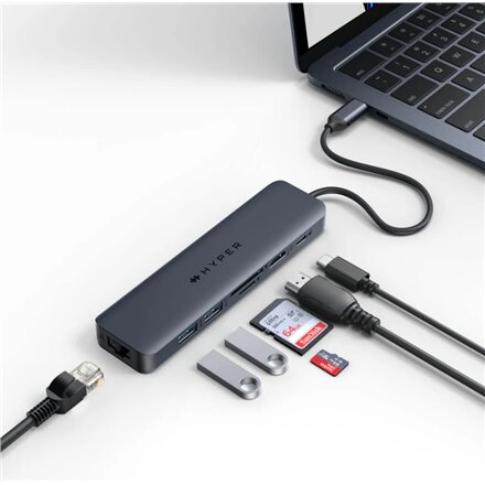 Hyper , HyperDrive EcoSmart Gen.2 Universal USB-C 7-in-1 Hub w 100 W PD Power Pass-thru
