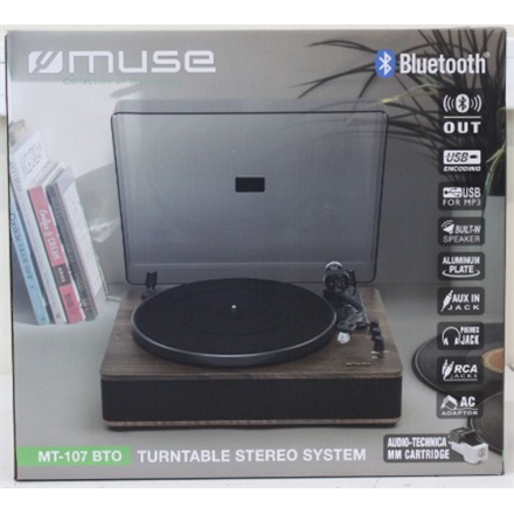 SALE OUT. Muse MT-107 BTO Turntable Stereo System, Black/Brown , Muse Turntable Stereo System with Bluetooth Out , MT-107 BTO , Warranty 24 month(s) , 2x5 W , Bluetooth , Black/Brown , DAMAGED PACKAGING AND ITEM BODY