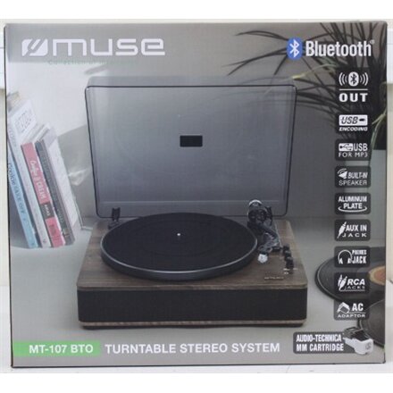 SALE OUT. Muse MT-107 BTO Turntable Stereo System, Black/Brown , Muse Turntable Stereo System with Bluetooth Out , MT-107 BTO , Warranty 24 month(s) , 2x5 W , Bluetooth , Black/Brown , DAMAGED PACKAGING AND ITEM BODY