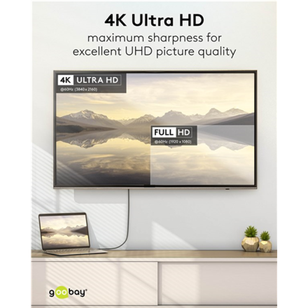Goobay USB-C to HDMI Cable 4K at 60 Hz, 1 m , 75696