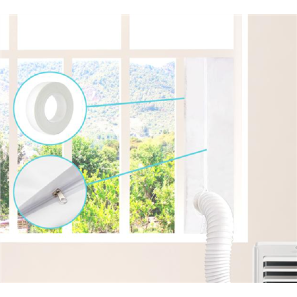 Insulated sliding window covering 163 x 35 cm for portable air conditioners