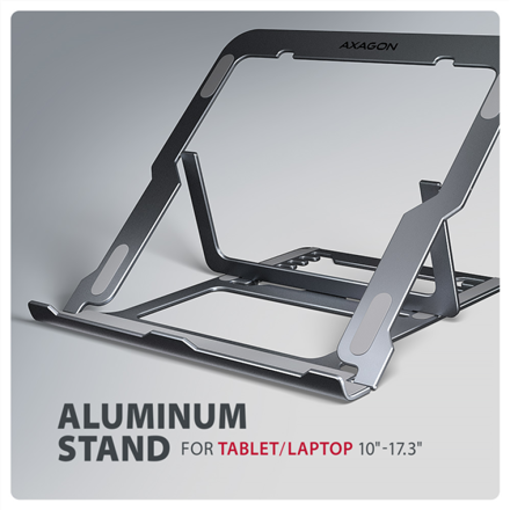 AXAGON STND-LAG stand for laptops and tablets , Adjustable Height, Angle , 10-17.3 , Maximum weight (capacity) 20 kg , Grey