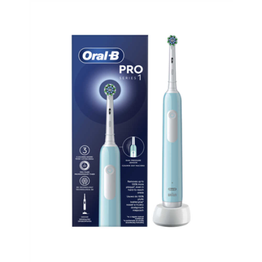 Oral-B , Electric Toothbrush , Pro Series 1 Cross Action , Rechargeable , For adults , Number of brush heads included 1 , Number of teeth brushing modes 3 , Caribbean Blue