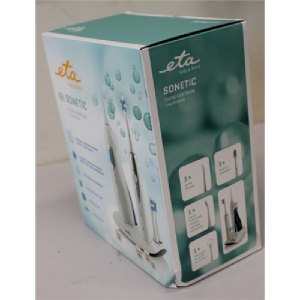 SALE OUT. ETA ETA270790000 SONETIC Oral care centre (sonic toothbrush+oral irrigator), 3 modes, Long battery operation, 8 replacements inclu,DAMAGED PACKAGING , ETA , Oral care centre (sonic toothbrush+oral irrigator) , ETA 2707 90000 , Rechargeable , For