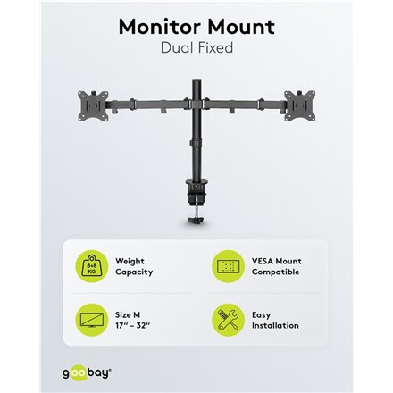 Goobay Dual Monitor Mount Flex , Swivel, Tilt, Rotation , 17-32 , Maximum weight (capacity) 8 kg , Black