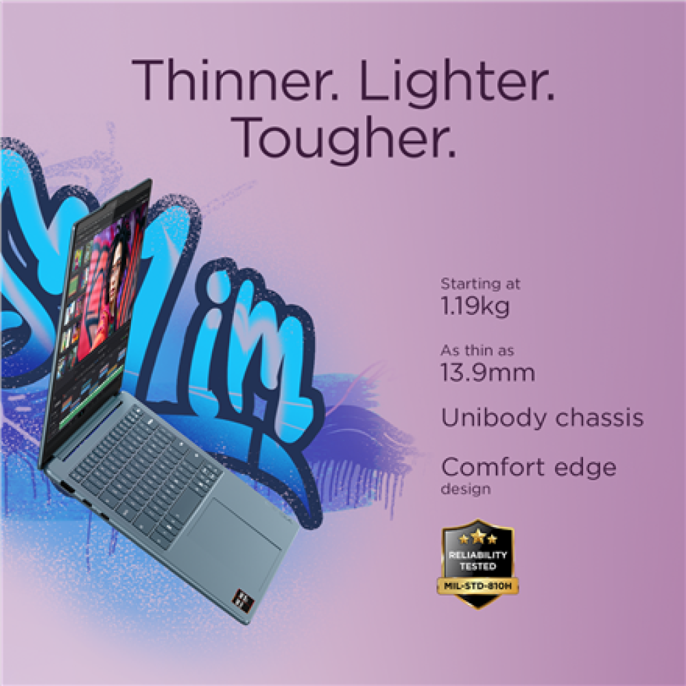 Lenovo Yoga Slim 7 14AKP10 , Tidal Teal , 14 , OLED , WUXGA , 1920 x 1200 pixels , Glossy , AMD Ryzen AI 5 , 340 , 16 GB , Soldered LPDDR5x , Solid-state drive capacity 512 GB , AMD Radeon 840M Graphics , Windows 11 Home , 802.11be , Bluetooth version 5.4
