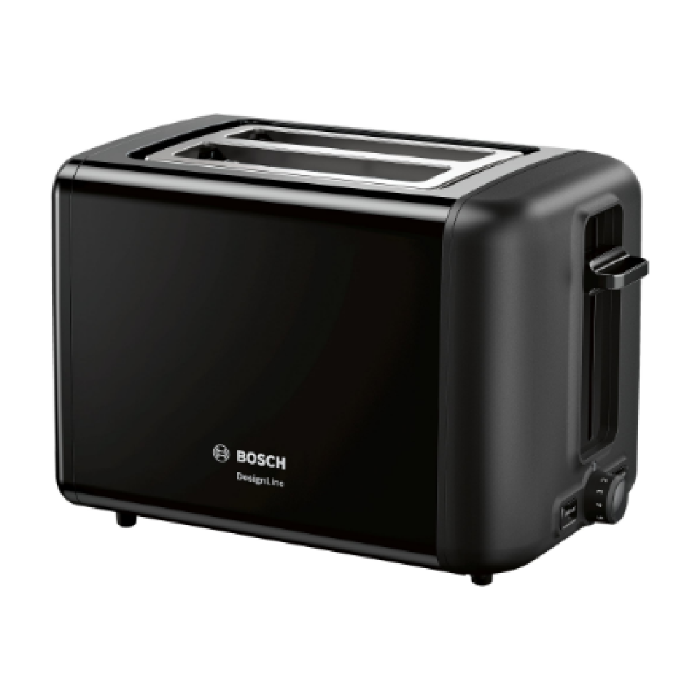 Bosch , DesignLine Toaster , TAT3P423 , Power 970 W , Number of slots 2 , Housing material Stainless steel , Black