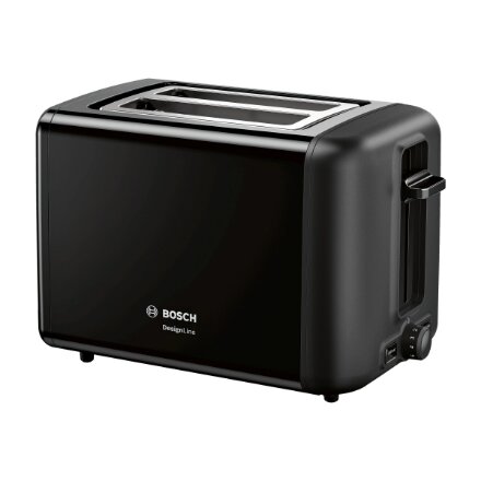 Bosch , DesignLine Toaster , TAT3P423 , Power 970 W , Number of slots 2 , Housing material Stainless steel , Black