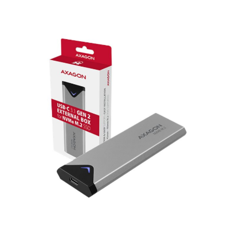 AXAGON External SuperSpeed+ USB-C metal box for M.2 NVMe SSD disks having sizes of up 42 to 80 mm , EEM2-UG2