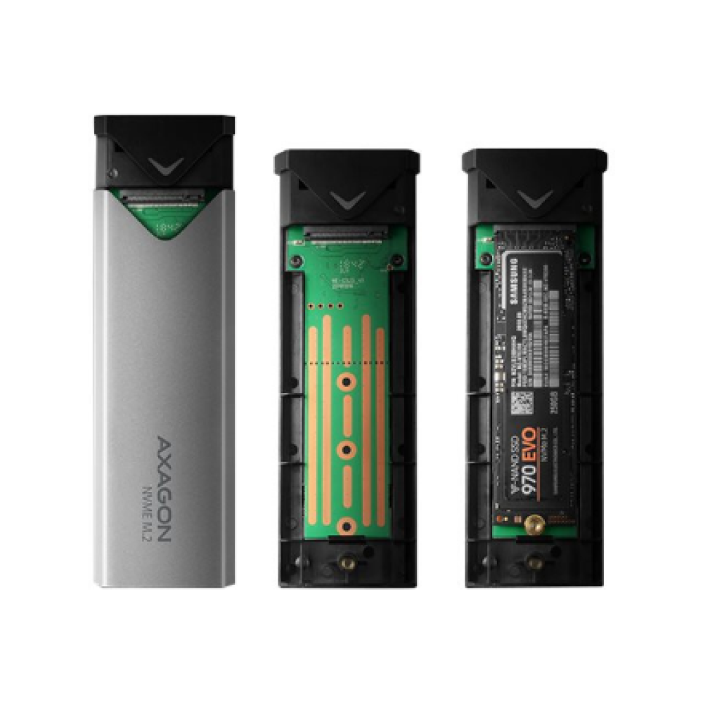 AXAGON External SuperSpeed+ USB-C metal box for M.2 NVMe SSD disks having sizes of up 42 to 80 mm , EEM2-UG2
