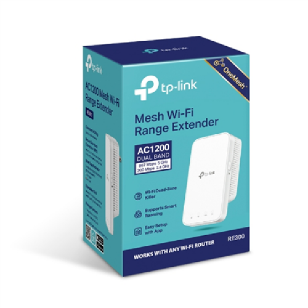 TP-LINK , Mesh Extender , RE300 , 802.11ac , 2.4GHz/5GHz , 300+867 Mbit/s , Ethernet LAN (RJ-45) ports No , MU-MiMO No , no PoE , Antenna type 2xInternal