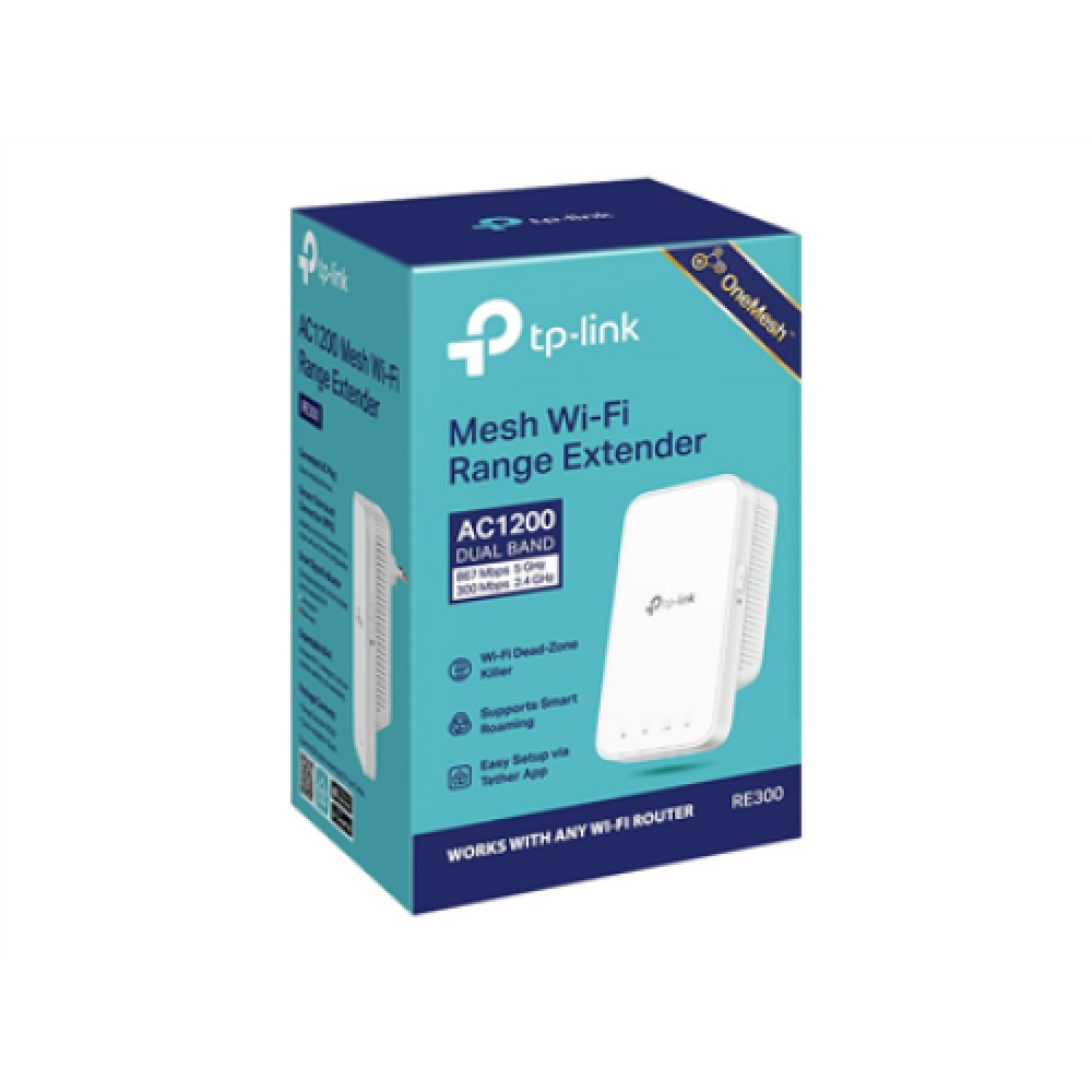 TP-LINK , Mesh Extender , RE300 , 802.11ac , 2.4GHz/5GHz , 300+867 Mbit/s , Ethernet LAN (RJ-45) ports No , MU-MiMO No , no PoE , Antenna type 2xInternal