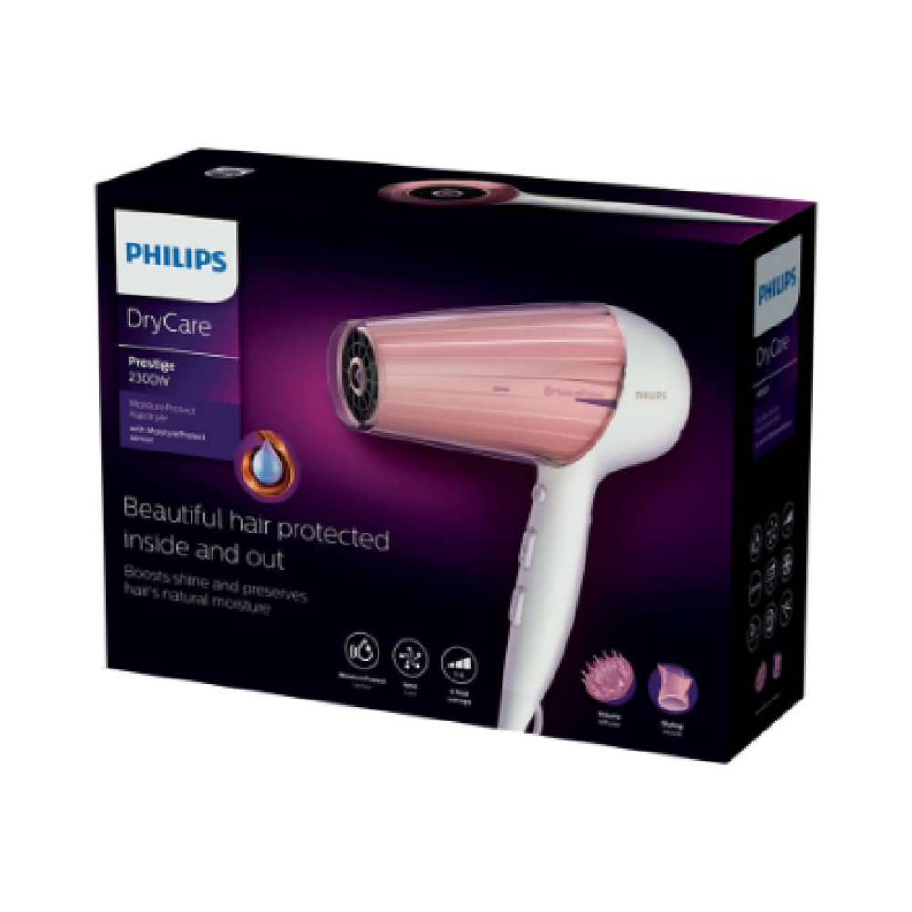 Philips , Hair Dryer , HP8281/00 , 2300 W , Number of temperature settings 6 , Ionic function , Diffuser nozzle , Pearl White/Pink Golden