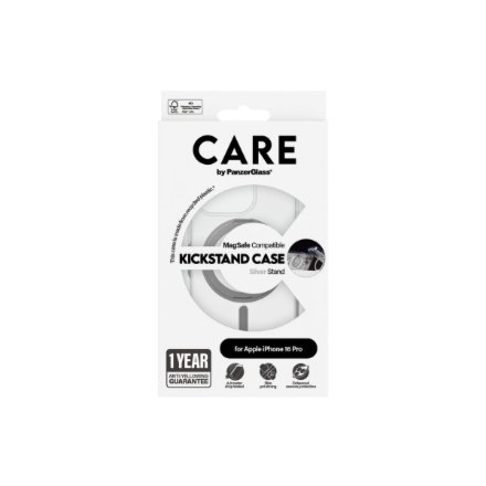 CARE Feature Case , Back cover , Apple , iPhone 16 PRO , Recycled plastic , Silver , Kickstand & MagSafe