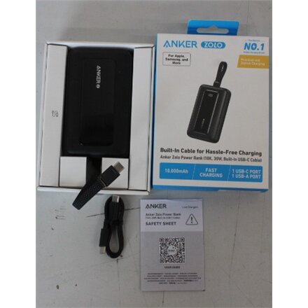 SALE OUT. Anker Power Bank with Built-In USB-C Cable , A1688H11 , 10000 mAh , Black , DEMO