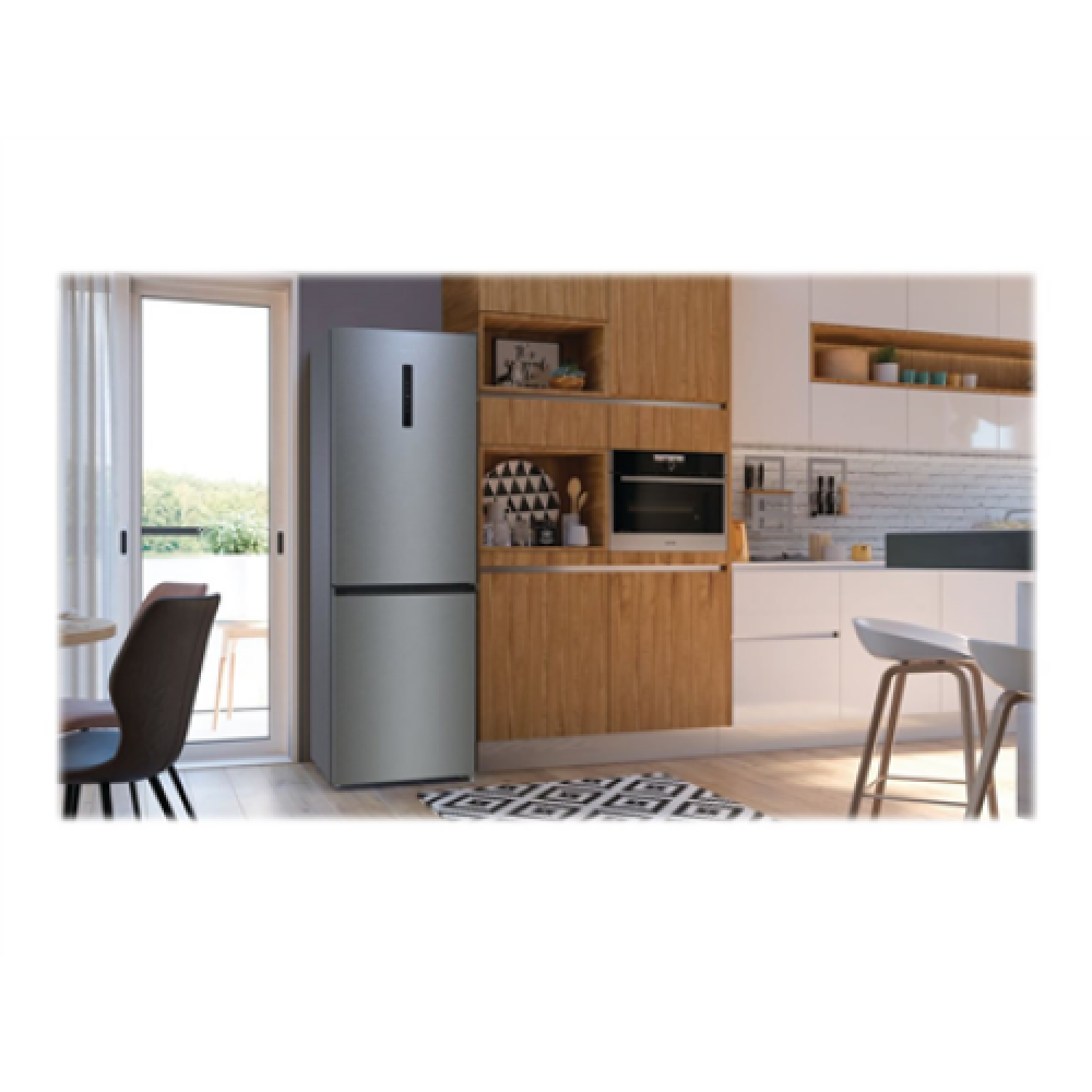 Gorenje , Refrigerator , NRK6192AXL4 , Energy efficiency class E , Free standing , Combi , Height 185 cm , No Frost system , Fridge net capacity 204 L , Freezer net capacity 96 L , Display , 38 dB , Stainless Steel