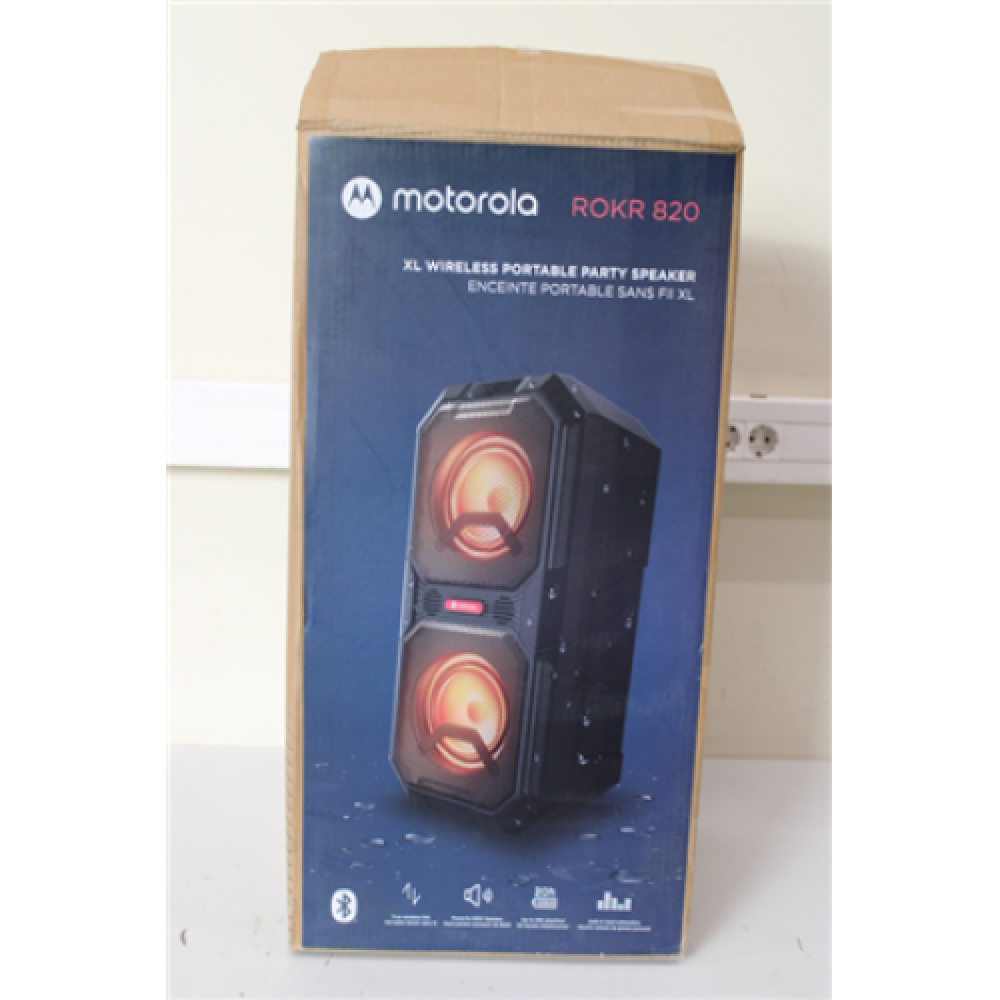 SALE OUT. Motorola ROKR 820 XL Wireless Portable Party Speaker, Black Motorola DAMAGED PACKAGING, DEMO