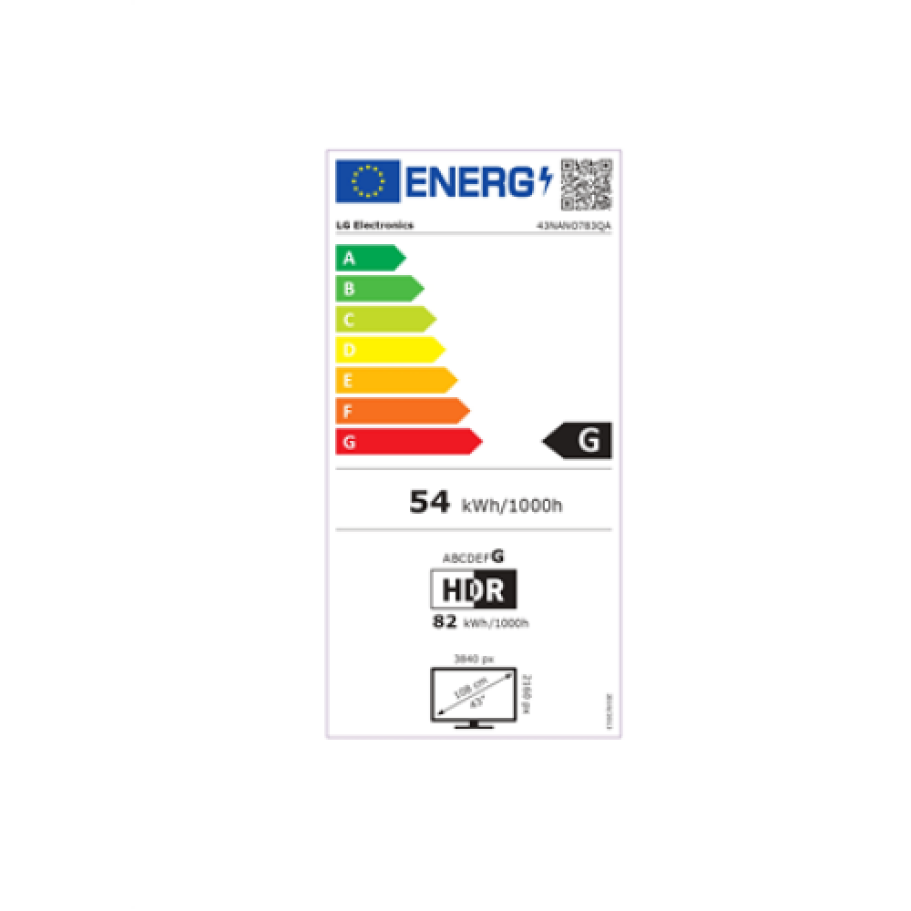 LG 43NANO783QA 43 (109 cm), Smart TV, WebOS, 4K HDR NanoCell, 3840 × 2160, Wi-Fi, DVB-T/T2/C/S/S2