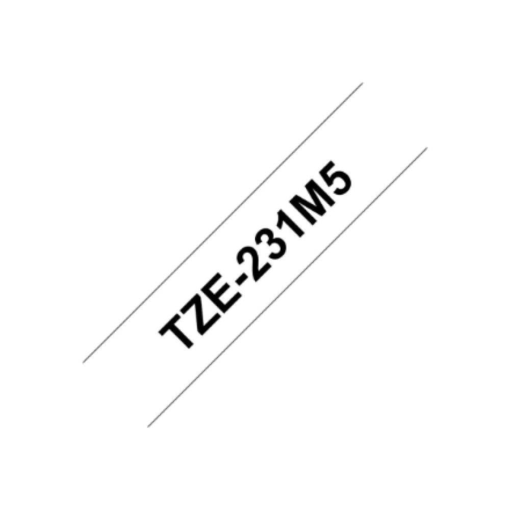 Brother TZE231M5 , Black on white , Laminated tape , 1.2 cm x 8 m