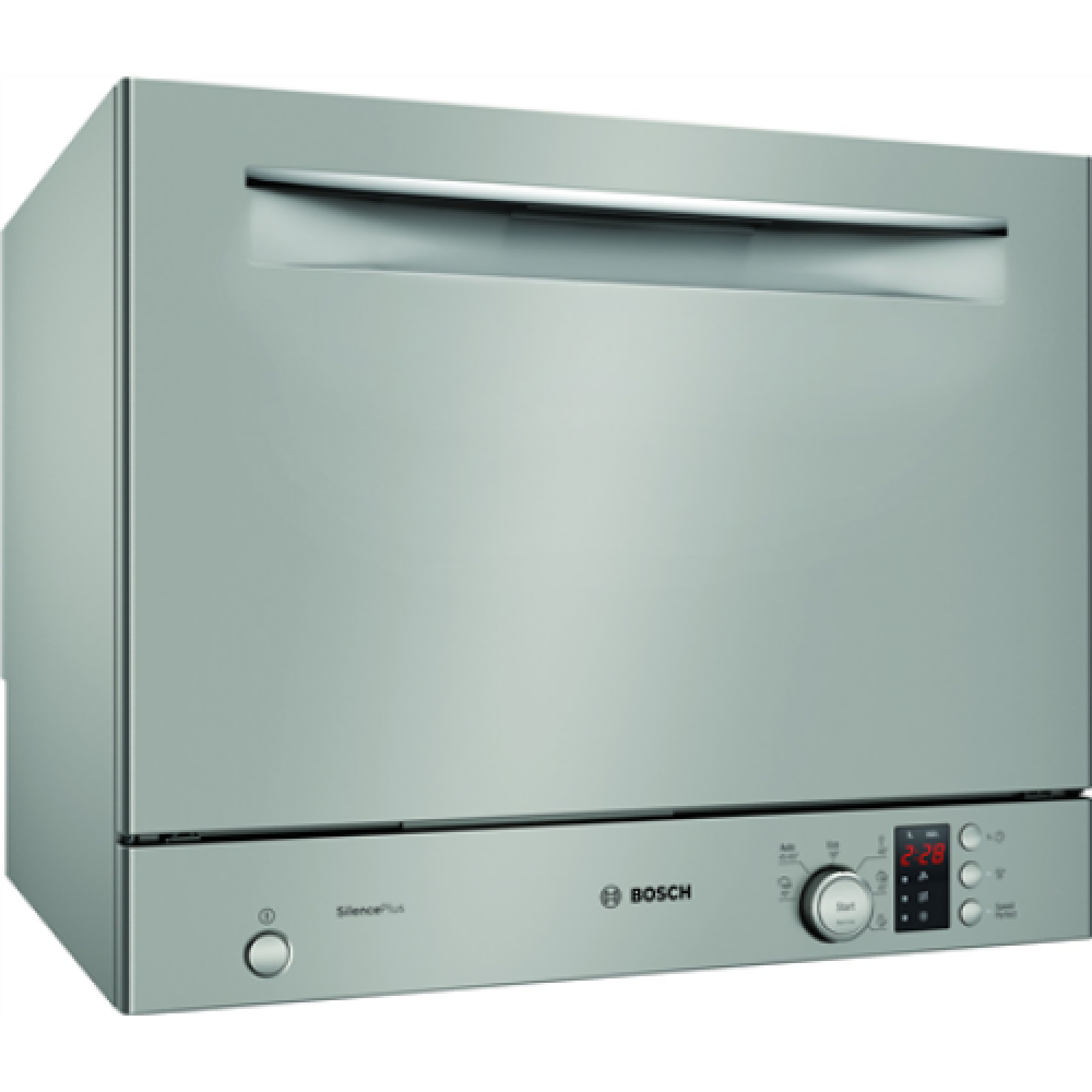 Table , Dishwasher , SKS62E38EU , Width 55 cm , Number of place settings 6 , Number of programs 6 , Energy efficiency class F , Display , AquaStop function , Silver Inox