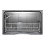 Table , Dishwasher , SKS62E38EU , Width 55 cm , Number of place settings 6 , Number of programs 6 , Energy efficiency class F , Display , AquaStop function , Silver Inox