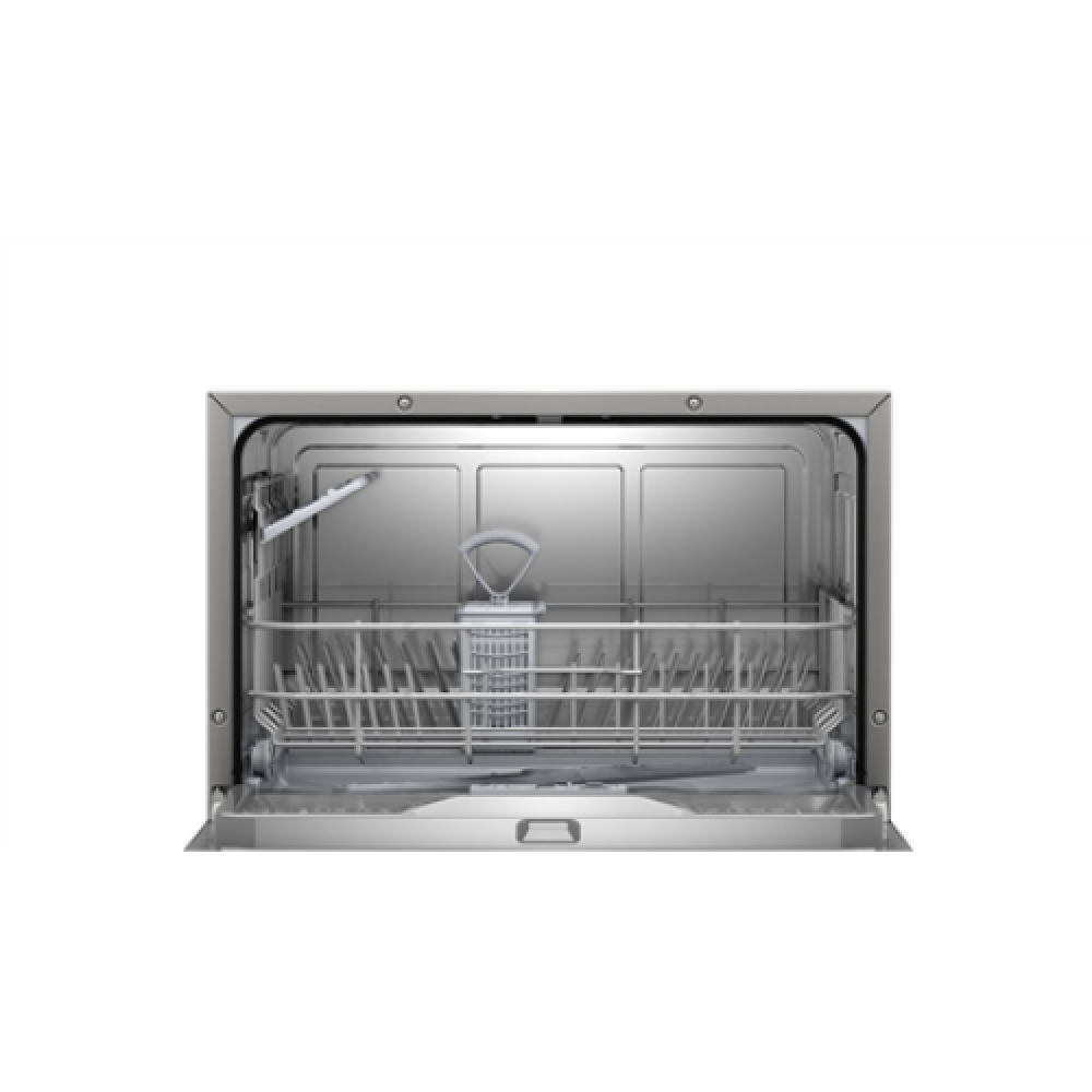 Table , Dishwasher , SKS62E38EU , Width 55 cm , Number of place settings 6 , Number of programs 6 , Energy efficiency class F , Display , AquaStop function , Silver Inox