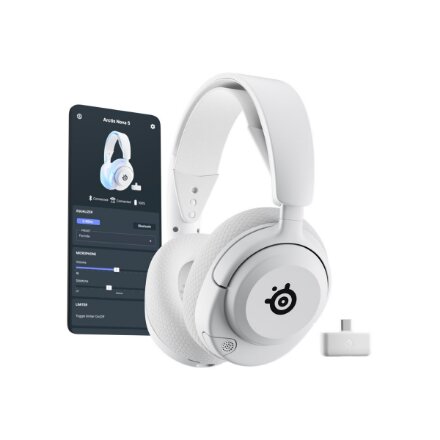 SteelSeries Gaming Headset , Arctis Nova 5P , Bluetooth , Over-ear , Microphone , Noise canceling , Wireless , White