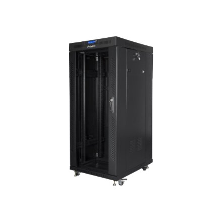 Lanberg , Rack cabinet 19 free-standing 27U/800x1000 (flat pack) with glass door, LCD , FF01-8027-12BL , Black