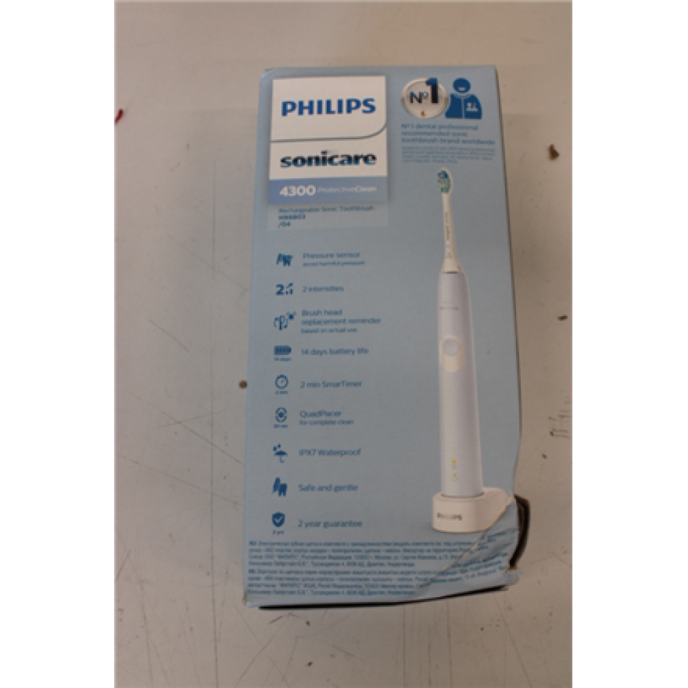 SALE OUT. DAMAGED PACKAGING , Philips , Sonicare ProtectiveClean 4300 Toothbrush , HX6803/04 , Rechargeable , For adults , Number of brush heads included 1 , Number of teeth brushing modes 1 , Sonic technology , Light Blue , DAMAGED PACKAGING
